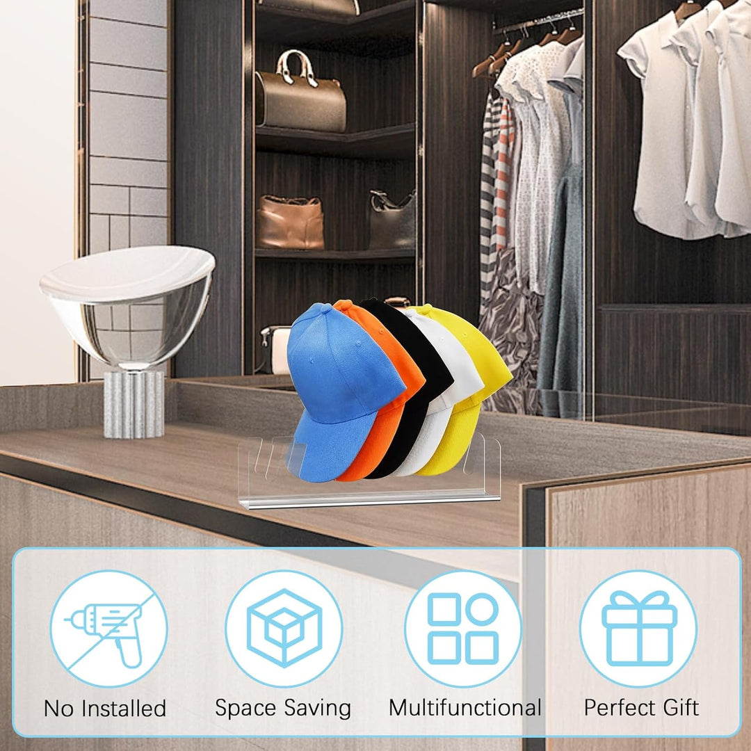 4 Stück Cap Halter, Acryl Cap Organizer Fasst 28 Baseballkappen, Desktop Kappenhalter Keine Installa
