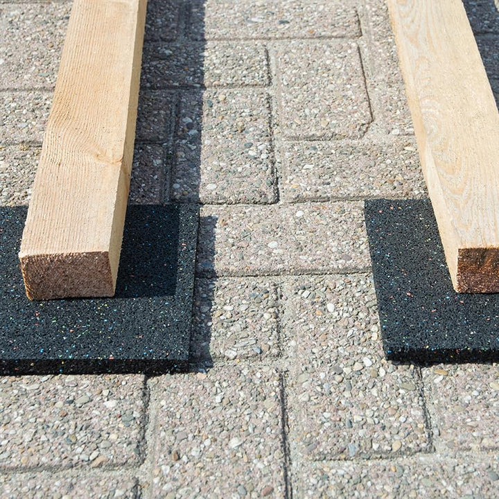 Terrassenpad 200x200x5mm (set 80 stück) | Schwarz gesprenkelt | Terrassenpads | aus Gummigranulat |