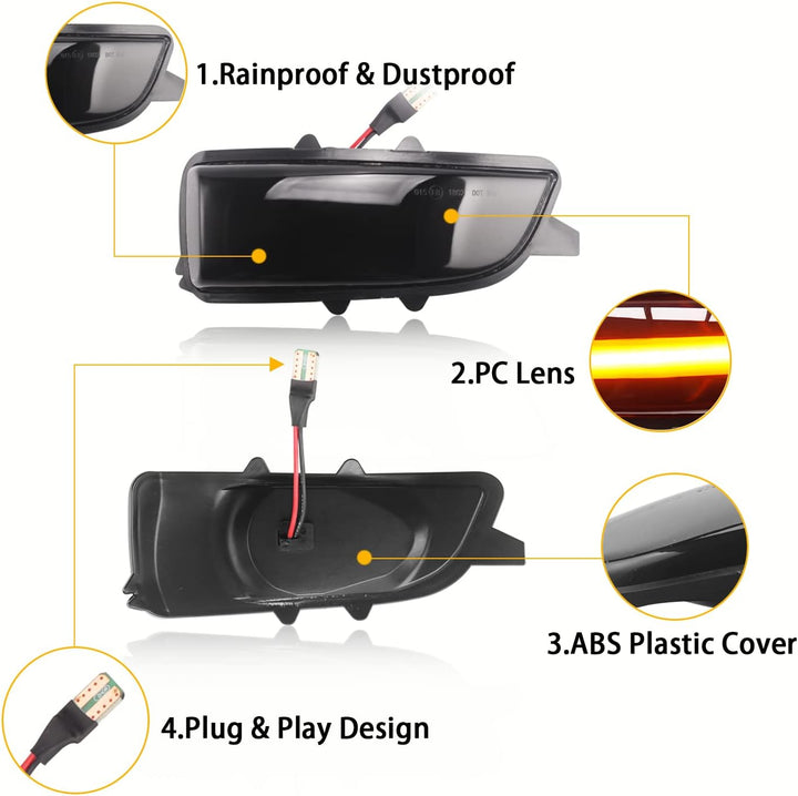 Asasytal Blinker Blinker Kontrollleuchte im seitlichen Rückspiegel Kompatibel mit Volvo C30 C70 S40