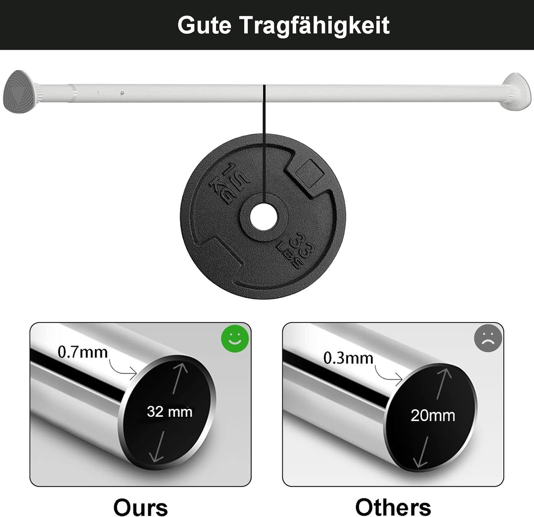Oxdigi Teleskopstange ohne Bohren Duschvorhangstange 161-211 cm Edelstahl Ausziehbar Gardinenstange