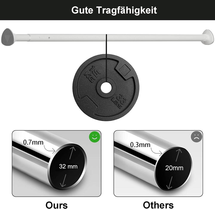 Oxdigi Teleskopstange ohne Bohren Duschvorhangstange 161-211 cm Edelstahl Ausziehbar Gardinenstange