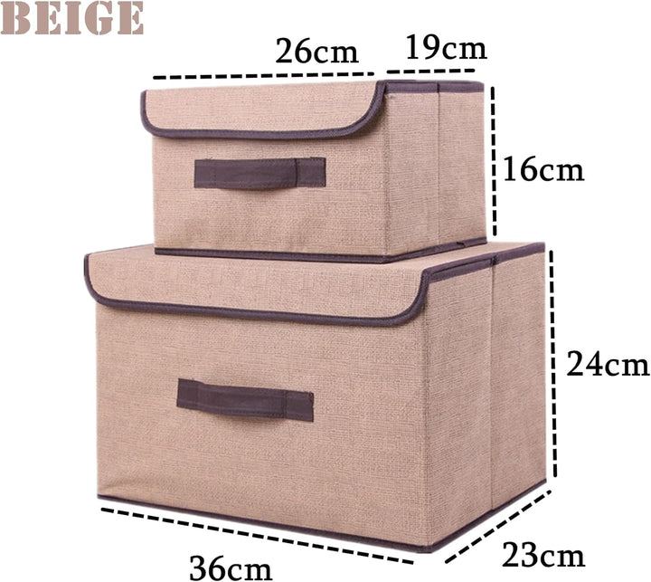 NCRGB 8 Stück Stoff Faltbare Aufbewahrungsboxen mit Deckel 36cm/4 Pack+26cm/4 Pack,Stoffaufbewahrung