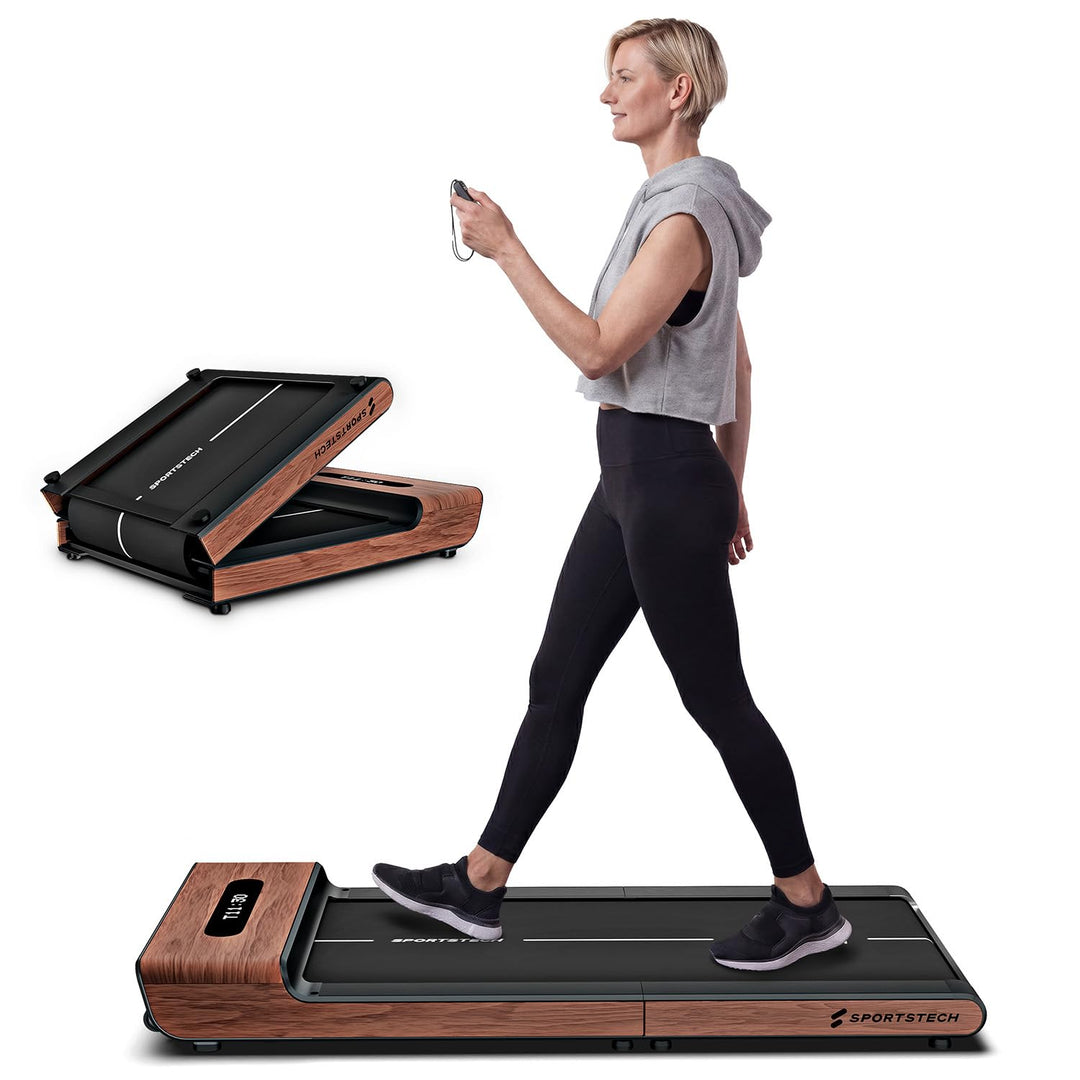 Sportstech Walking Pad für Zuhause klappbar, bis 8 km/h, Schrittezähler, für Schreibtisch und Büro,