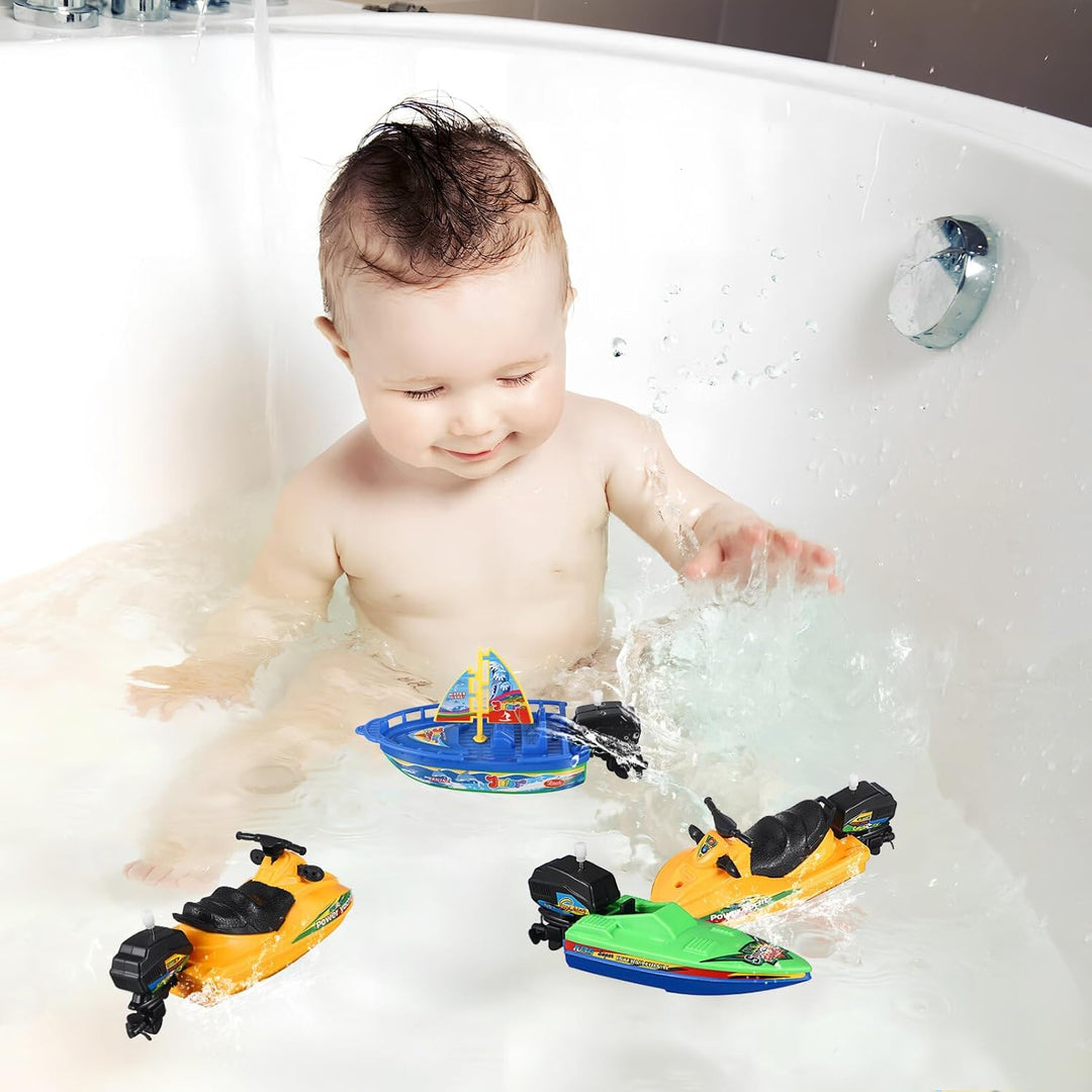 Badespielzeug Boot Set 6 Stück Kunststoff Segelboote Motorboote Speedboote Für Baby Kleinkind Badewa