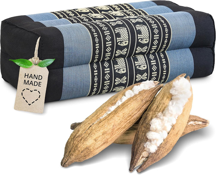 livasia Block Yogakissen eckig - 17x34x12cm - Meditationskissen mit Kapok, Stützkissen Bolster recht