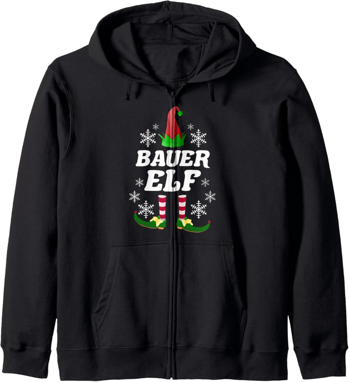 Bauer Elf Elfen Familien Outfit Weihnachten Weihnachtself Kapuzenjacke