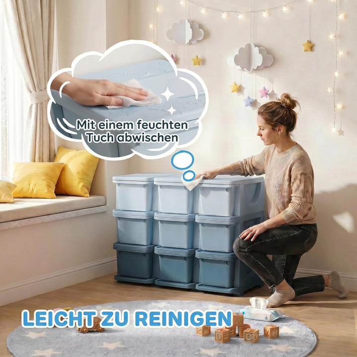 HOMCOM Schubladenschrank für Kinder mit Stauraum Aufbewahrungsboxen Spielzeug-Organizer Spielzeugkis