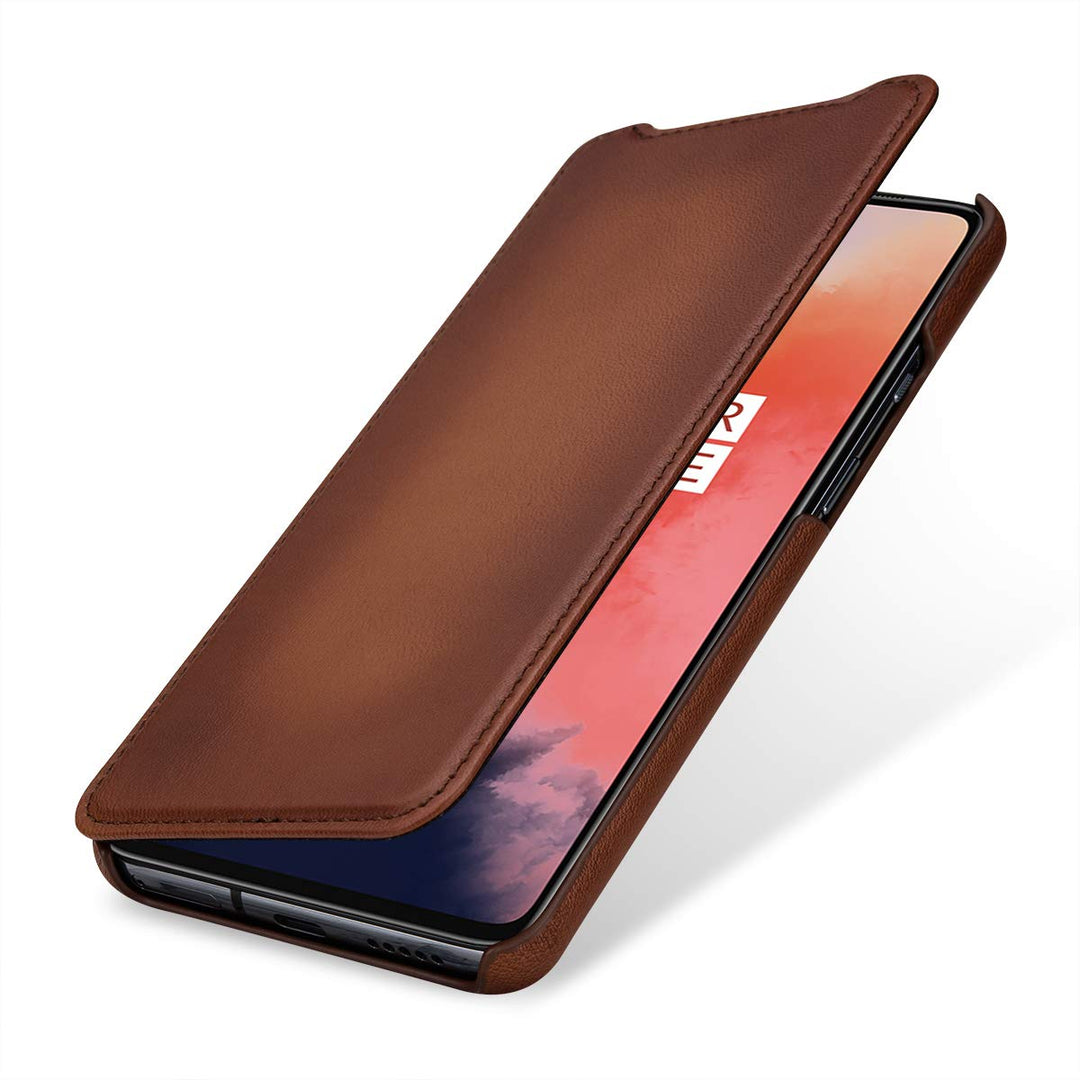 STILGUT Hülle geeignet für OnePlus 7T Lederhülle Book Type, braun antik OnePlus 7T braun antik, OneP