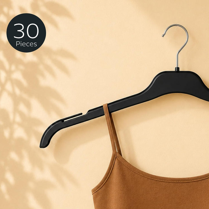 Hangerworld 30 Platzsparende Schwarze Kleiderbügel 43cm Robuster Kunststoff (Packung mit 2) 30 (Pack