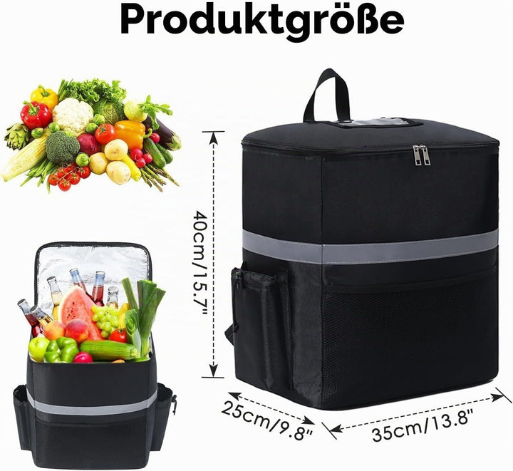 SOONHUA Thermo-Rucksack, isolierte Lebensmittellieferungstasche, 35 l grosses Fassungsvermögen, Lebe