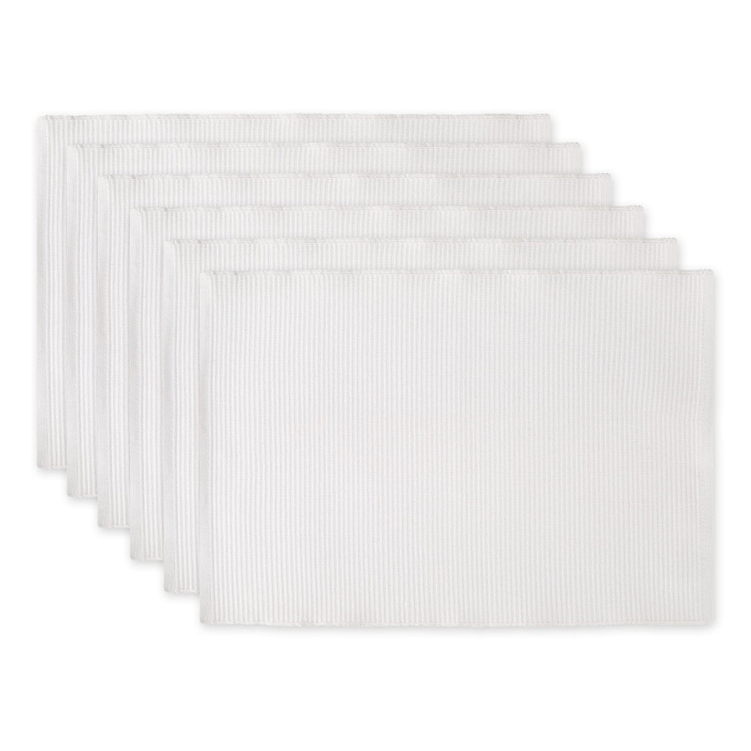 DII Basic Everyday Tischset aus 100% Baumwolle, gerippt, 33 x 48 cm, Weiss, 6 Stück Weiss/Opulenter