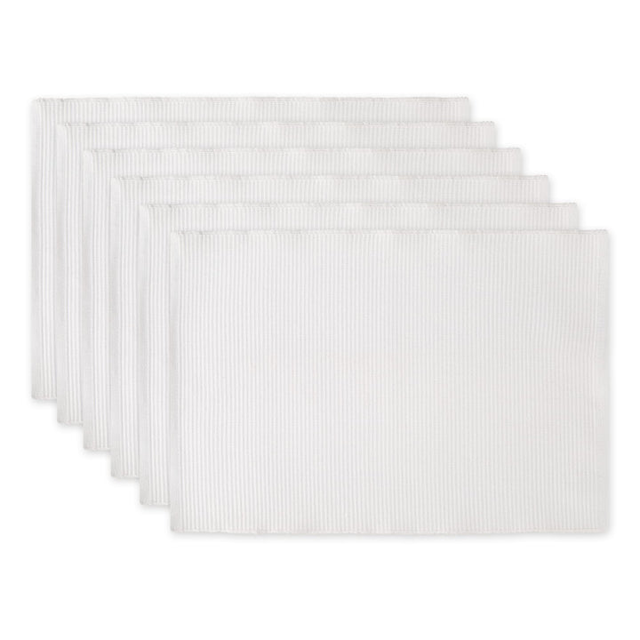 DII Basic Everyday Tischset aus 100% Baumwolle, gerippt, 33 x 48 cm, Weiss, 6 Stück Weiss/Opulenter