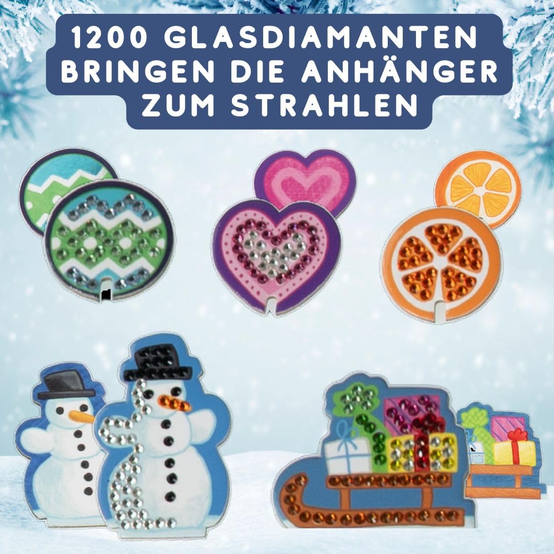 Weihnachtszauber - Der Diamond-Painting-Adventskalender. Mit Material und Werkzeug für 24 Baumanhäng