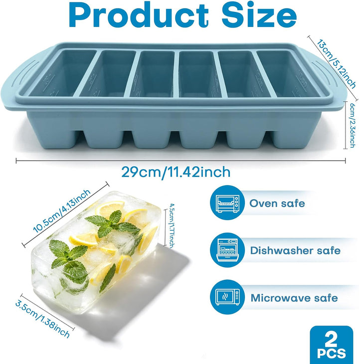VEEKAY 2er Set Silikon Gefrierform mit Deckel, Gefriertablett, 125ml Portionsform für Suppe &amp; Brühe,