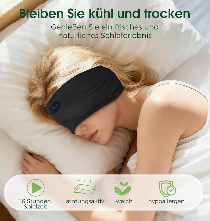 MUSICOZY Schlafkopfhörer Stirnband Bluetooth,Verbessert Kopfhörer Stirnband aus hautfreundlicher Bam