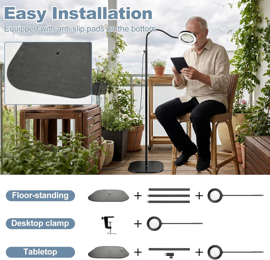 Lupe mit licht und ständer, 10x Standlupe mit Beleuchtung und Stativ, 3-in-1-Standlupe, 3 Farben Mod