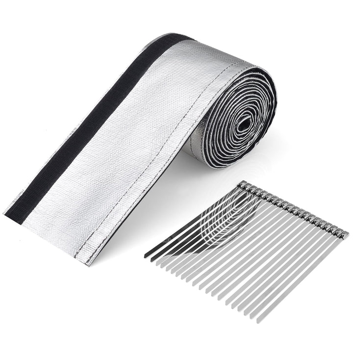PAWBOSE Aluminisierte Hitzeschutzhülle 300 x 11 cm Hitzeschutz mit 20 Stück 20 cm-Kabelbindern aus E