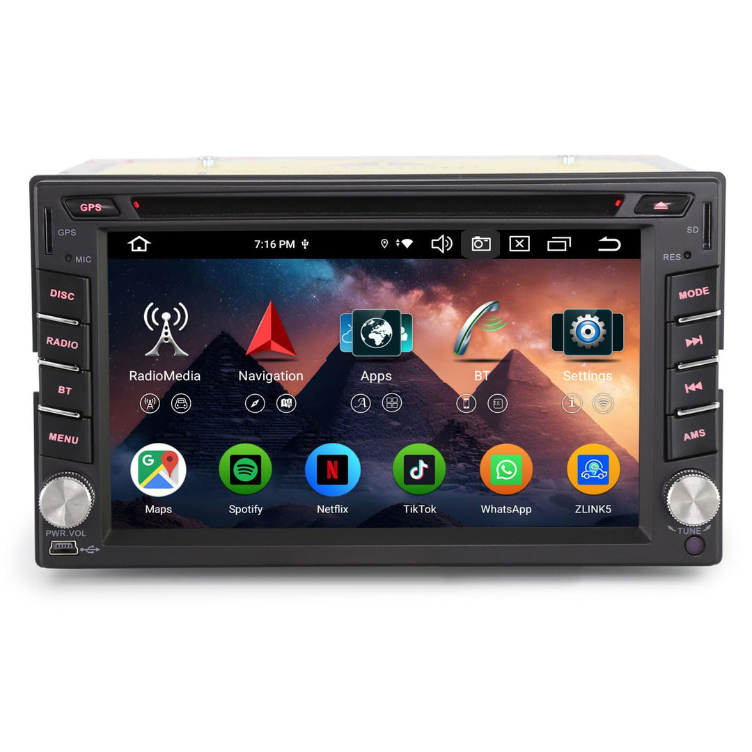 Erisin 8-Kern 4GB RAM+64GB ROM Universal Doppel Din Android 14 Autoradio mit CD Player GPS Navigatio