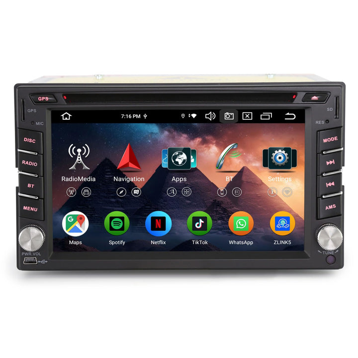 Erisin 8-Kern 4GB RAM+64GB ROM Universal Doppel Din Android 14 Autoradio mit CD Player GPS Navigatio