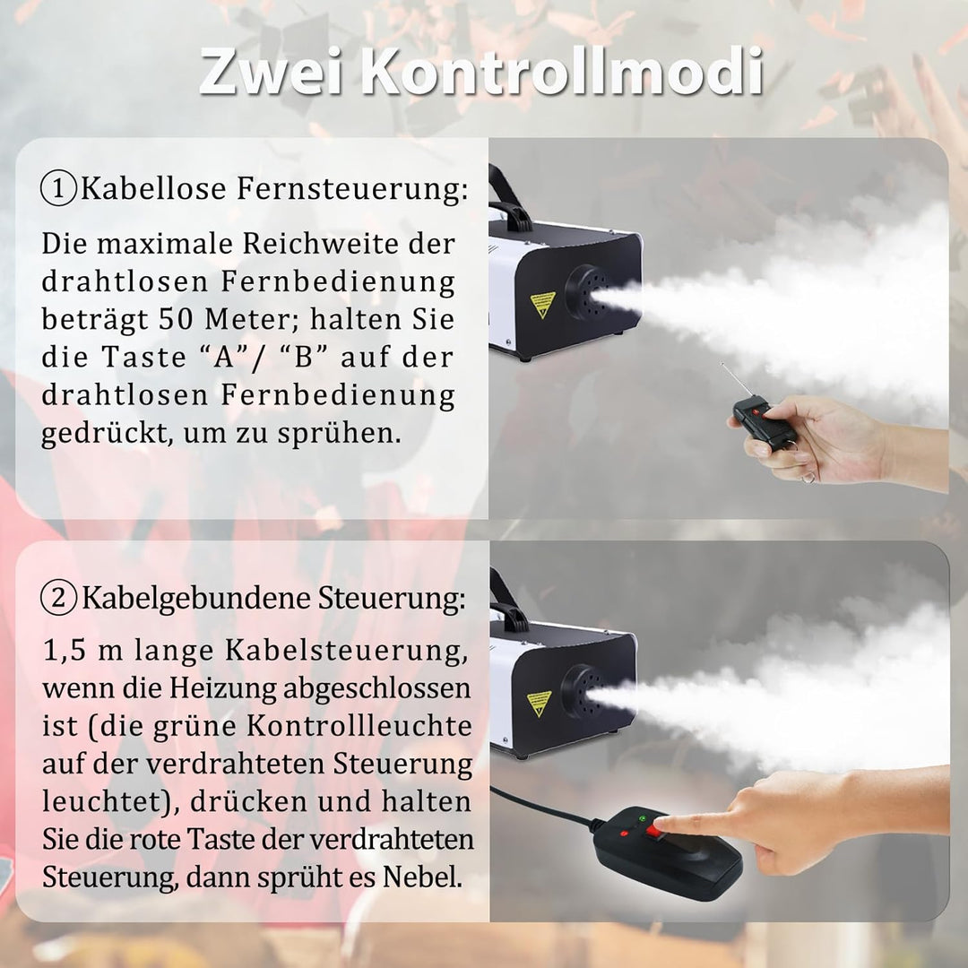 Nebelmaschine 1500 Watt Fernsteuerung Räuchermaschine 16000 CFM Fog Professionelle Fogger für DJ Büh