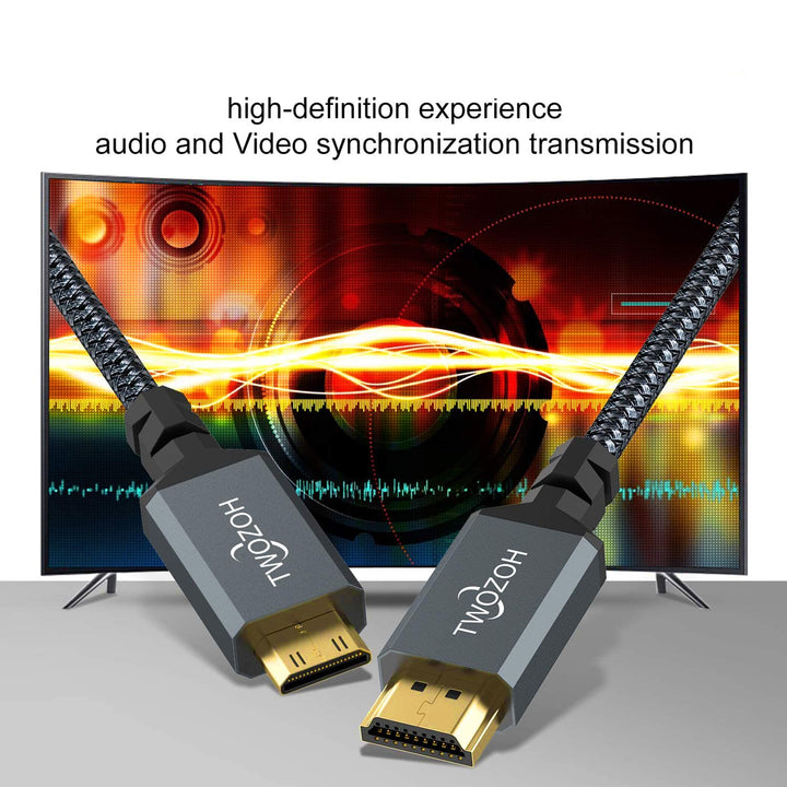 Twozoh Lang Mini HDMI auf HDMI Kabel 10M, geflochtenes HDMI auf Mini HDMI Kabel unterstützt 720P 108