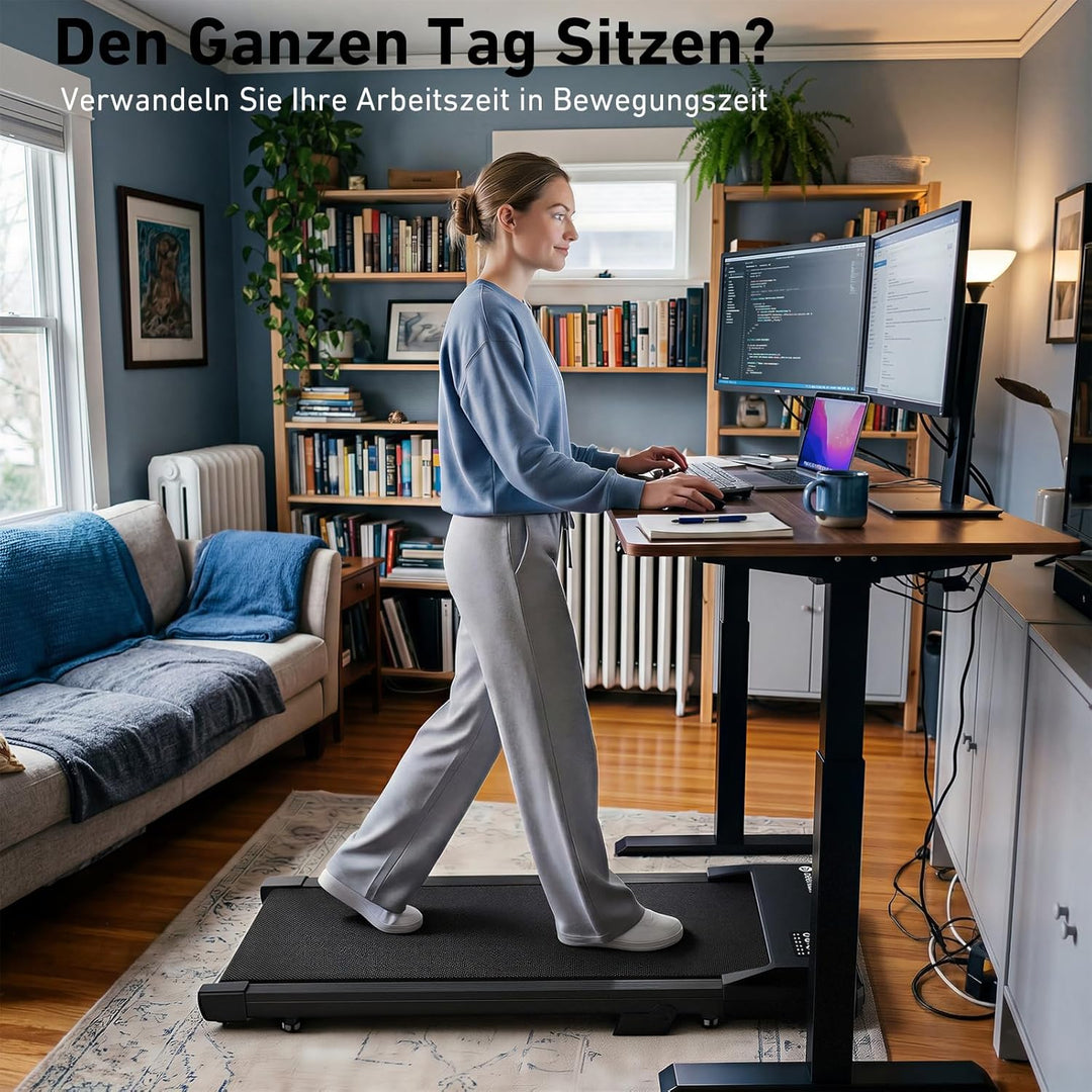 DeerRun Laufband für Zuhause mit 6% Steigung, Walking Pad Laufpad Walkpad Untertisch Elektrisch 1-6