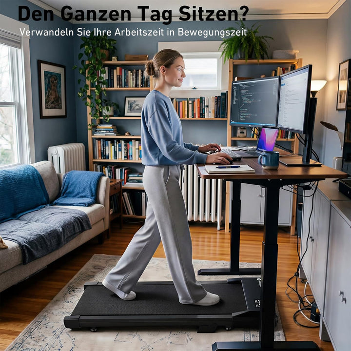 DeerRun Laufband für Zuhause mit 6% Steigung, Walking Pad Laufpad Walkpad Untertisch Elektrisch 1-6