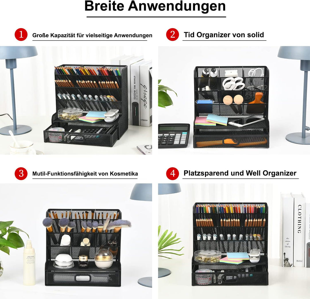 Marbrasse Schreibtisch-Organizer, multifunktionaler Stifthalter, Stift-Organizer für Schreibtisch, S