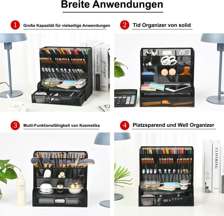 Marbrasse Schreibtisch-Organizer, multifunktionaler Stifthalter, Stift-Organizer für Schreibtisch, S