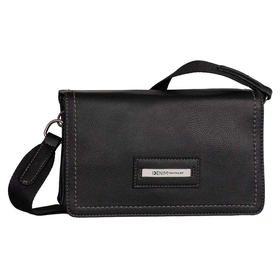 TOM TAILOR Damen Denim Bags Suzan Umhängetasche Umschlagtasche Mittelgross Beige Schwarz, Schwarz