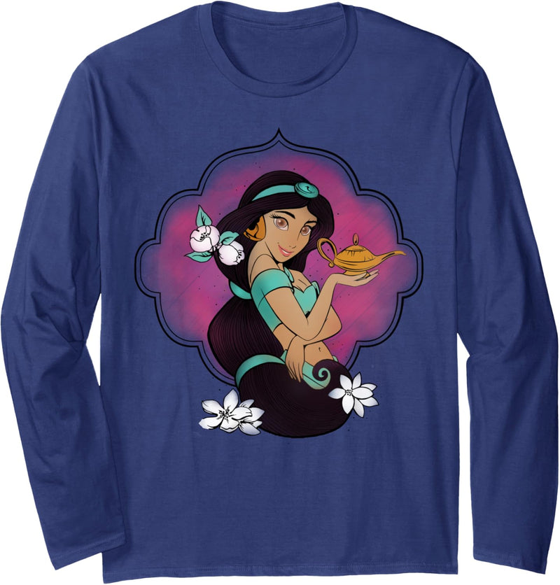 Disney Aladdin Jasmine And Lamp Portrait Sketch Langarmshirt