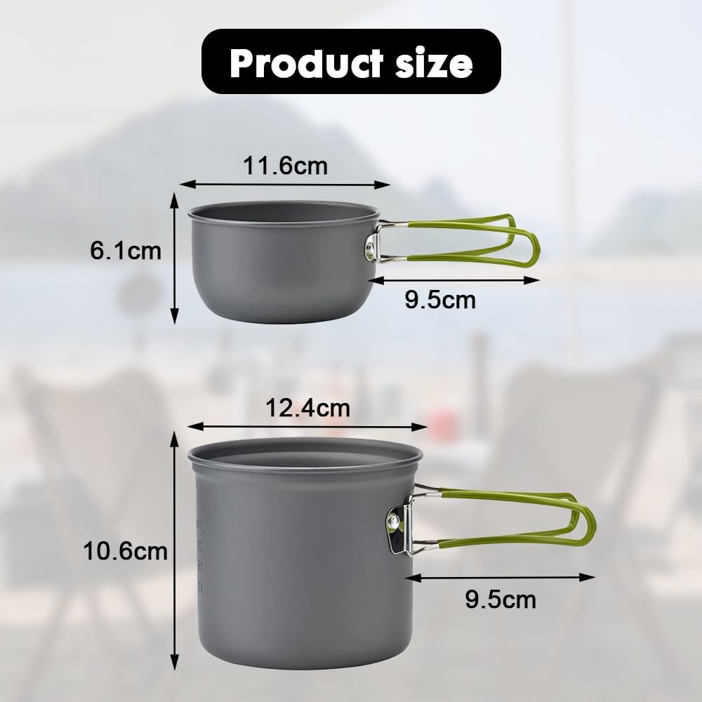 Udbrud Camping Kochgeschirr Set, Tragbar Camping Geschirr Set Ultraleicht Camping Topf Pfanne Set kl