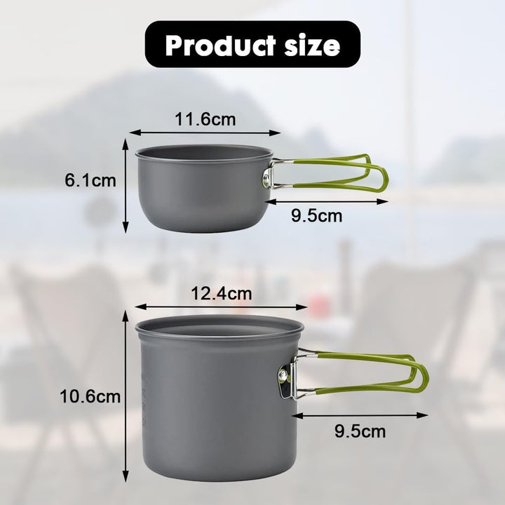 Udbrud Camping Kochgeschirr Set, Tragbar Camping Geschirr Set Ultraleicht Camping Topf Pfanne Set kl