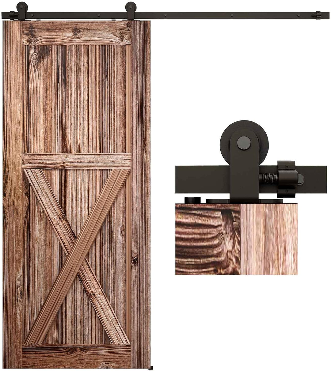 LTIYITL 121CM(4FT) Schiebetürbeschlag Set Schiebetürsystem Laufschiene für Schiebetür Hängeschiene f