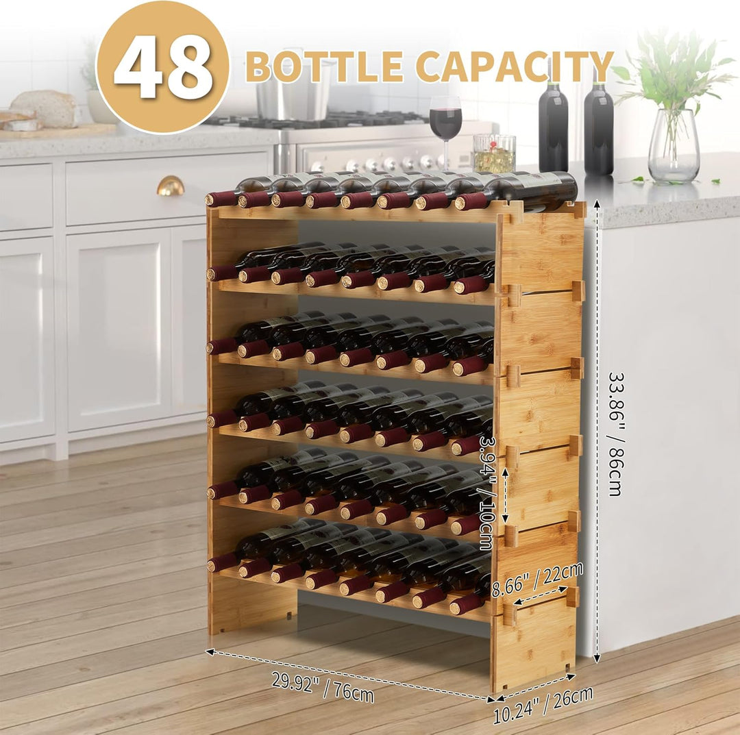 Weinregal Bambus Stapelbar Flaschenregal Flaschenständer Weinständer Ohne Schrauben, AA-Qualität, St