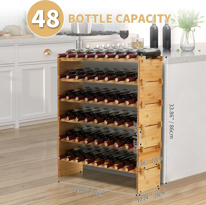 Weinregal Bambus Stapelbar Flaschenregal Flaschenständer Weinständer Ohne Schrauben, AA-Qualität, St