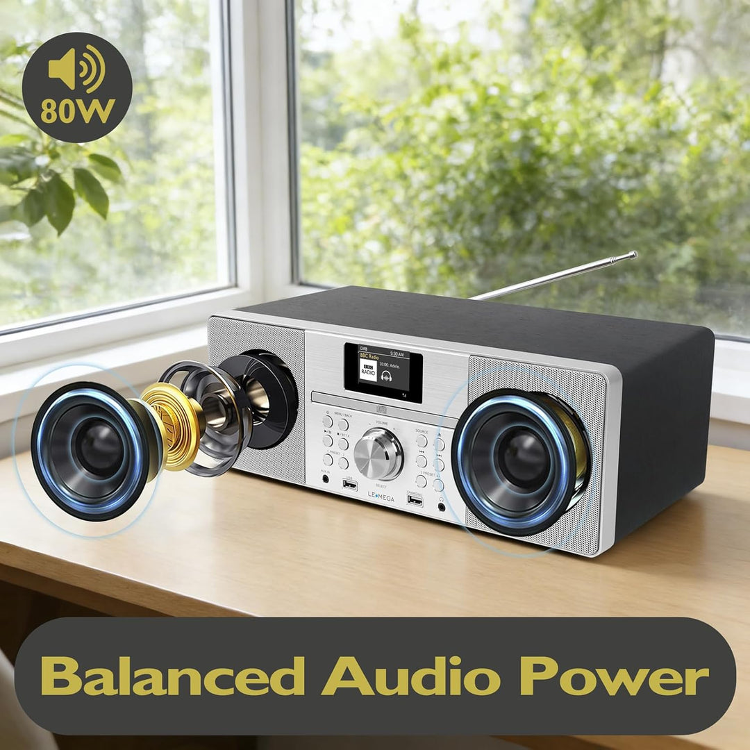 LEMEGA MSY1P All-In-One Musiksystem,CD-Player,DAB/DAB+ und FM Digitalradio,Bluetooth Lautsprecher,20