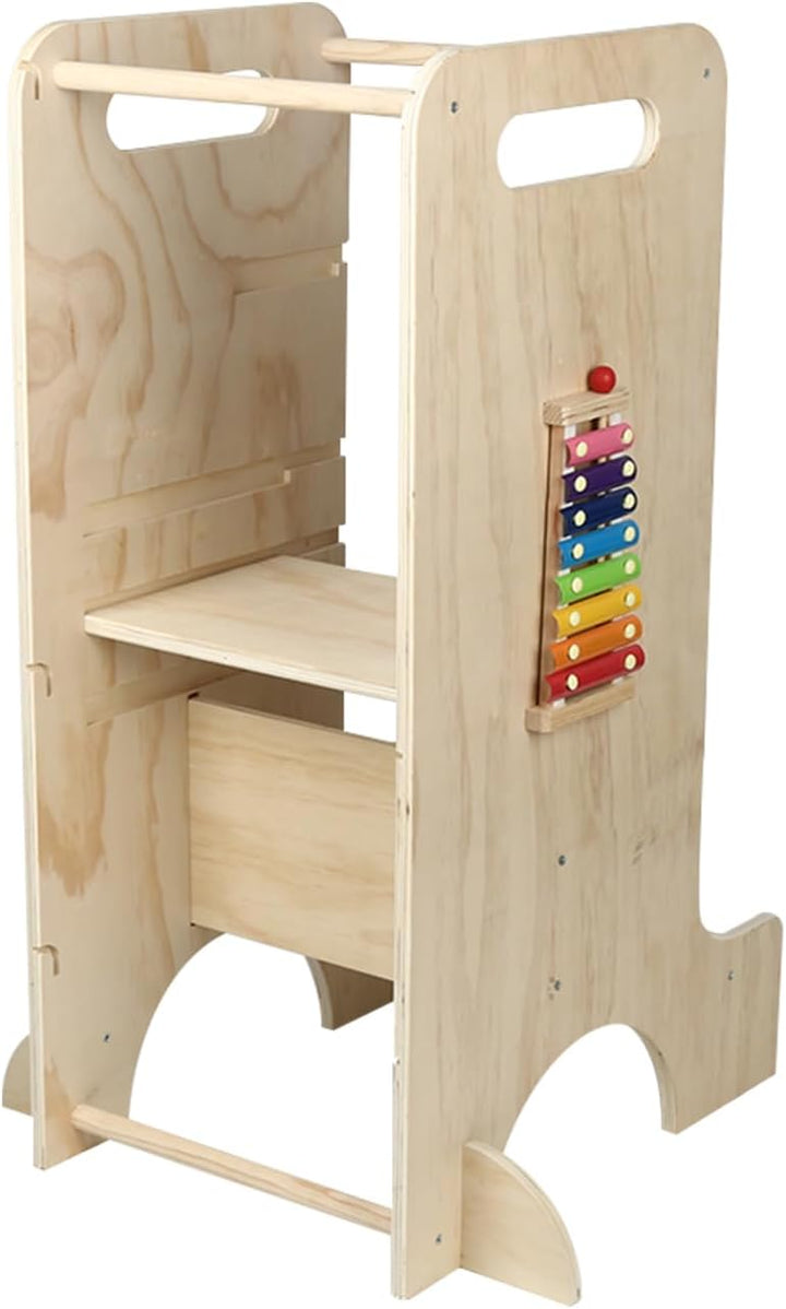 Montessori Lernturm für Babys zum Beobachten und Lernen – skalierbar für Kinder – Füsse gegen Kippen
