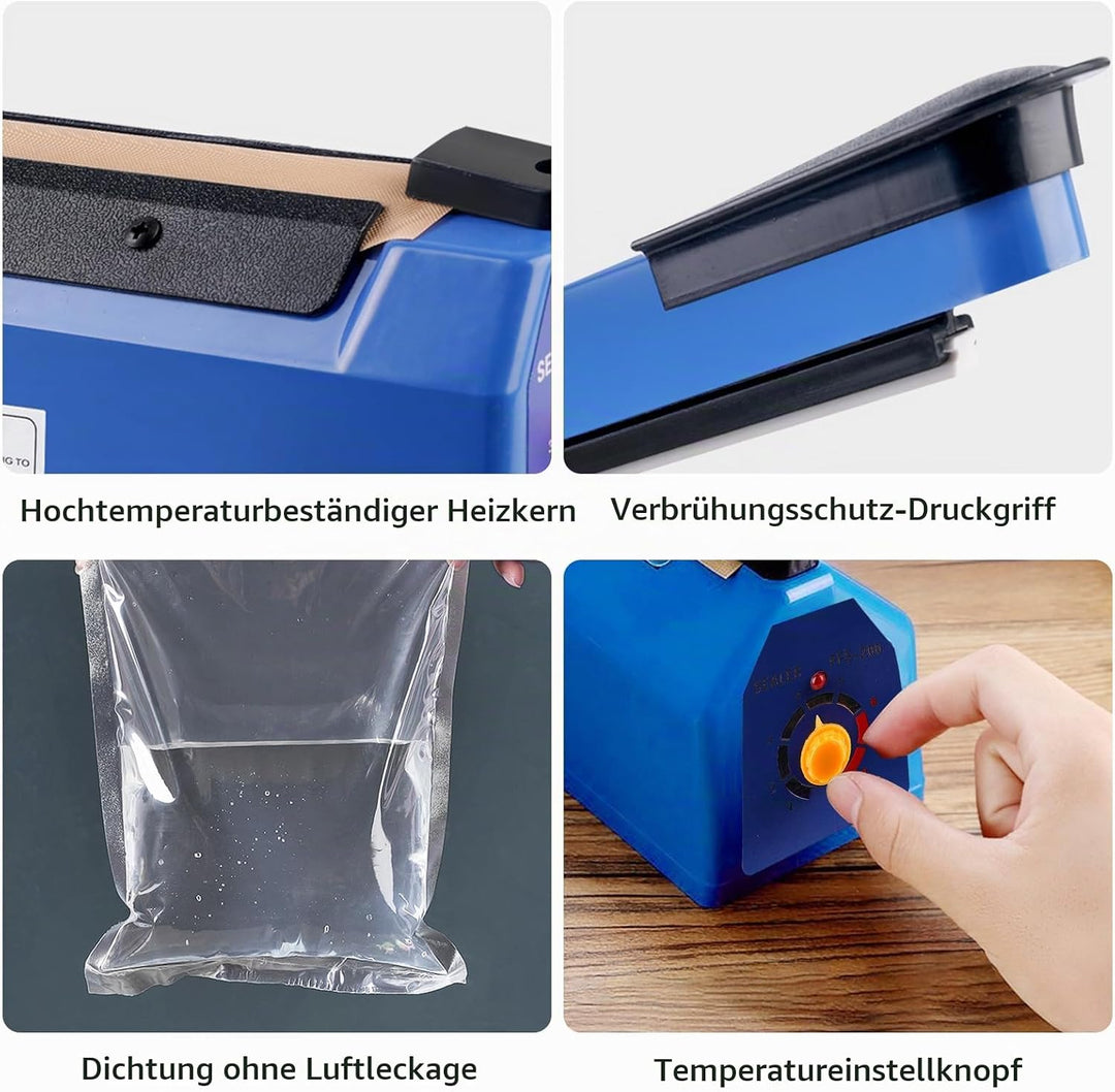 300 mm Folienschweissgerät - Handbetätigtes Einschweissgerät mit 3 mm Dichtungsbreite, 8-stufiger Te