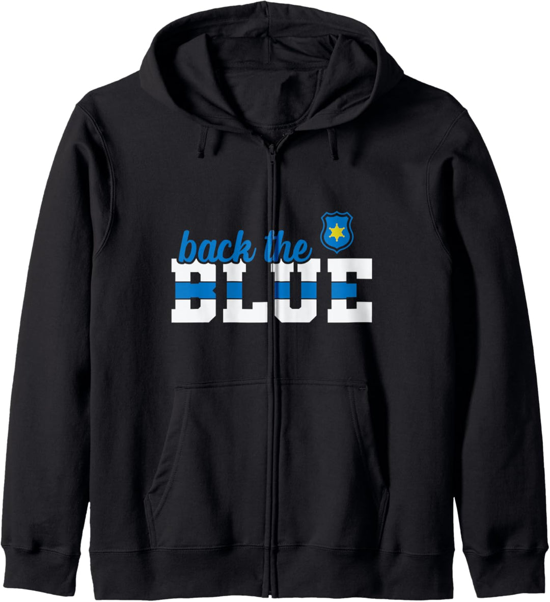 Die Polizei trägt das blaue Polizeiabzeichen Kapuzenjacke