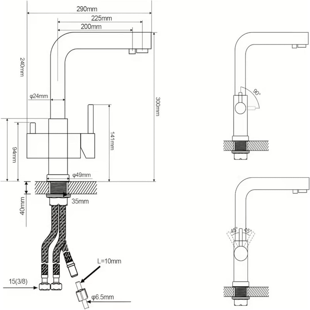 Tafelwasseranlage 10 L/h – BieTal® Wasserspender mit Sprudelwasserfunktion, Festwasseranschluss, gek