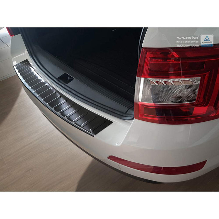Avisa Schwarz Edelstahl Heckstossstangenschutz kompatibel mit Skoda Octavia III Kombi 2013-2016 'Rib