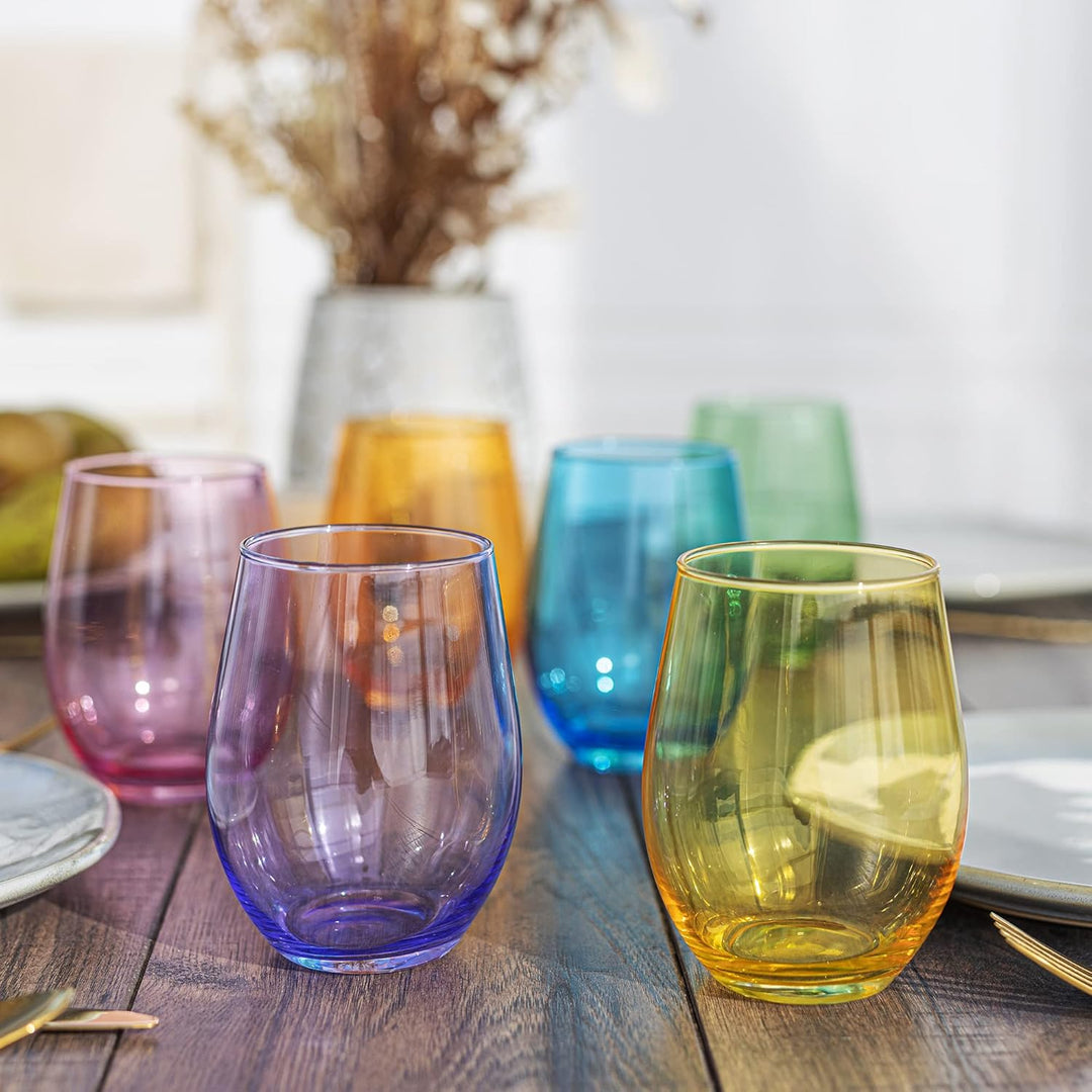 TREND FOR HOME Cocktailgläser 624 ml Bunte Gläser Set von 6 Sektgläser Longdrinkgläser Wassergläser