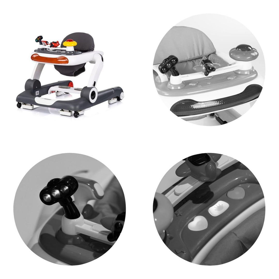 Chipolino Lauflernhilfe little Explorer 4 in 1 Laulernwagen Musik Stopper Räder grau, grau