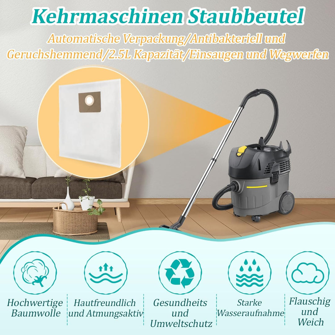 10 Stück für Kärcher NT 35/1 (Ap, Adv, Tact, Te H/M) Staubbeutel für Kärcher NT 14/1, NT 25/1 NT 200