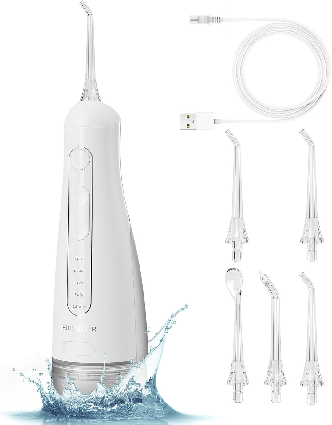 Zahnseide mit abnehmbarem waschbarem Tank, 5 Modi, wiederaufladbar, schnurlos, Munddusche, 300 ml, t