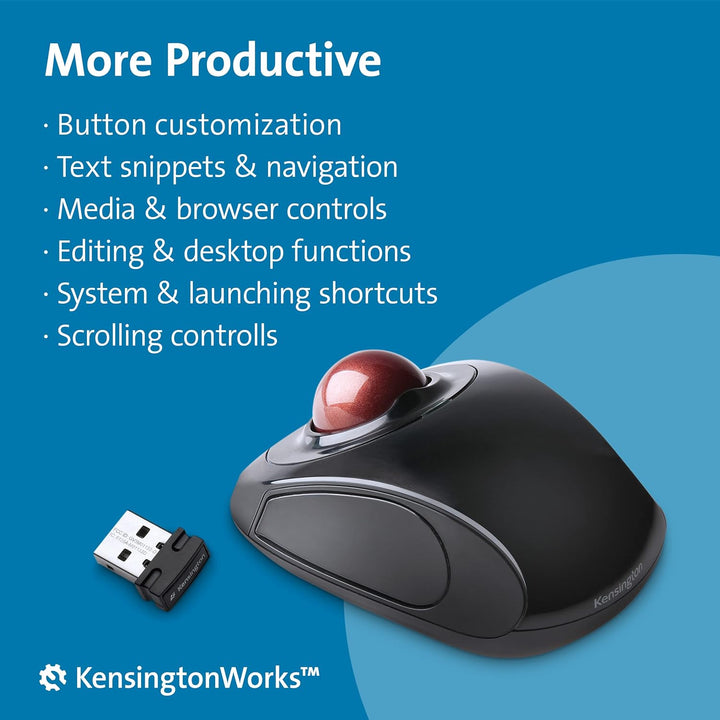 Kensington Orbit TrackBall, Kabellose ergonomische TrackBall-Maus, 32 mm Kugel, Kompatibel mit Windo