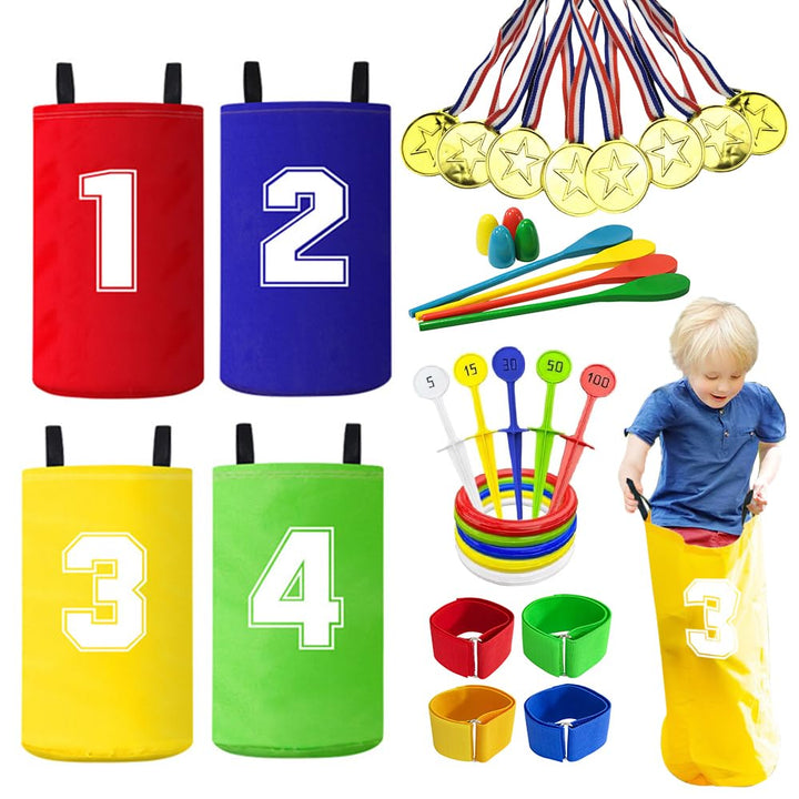 Outdoor Spiele Gartenspiele für Kinder Erwachsene, Kindergeburtstag Partyspiele - Sackhüpfen Säcke,