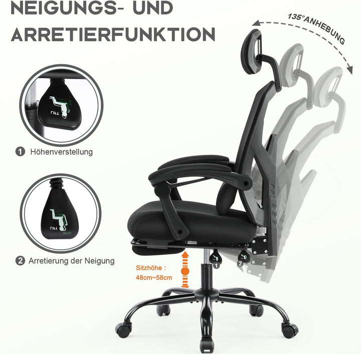 DUMOS Bürostuhl Ergonomisch - Ein Schreibtischstuhl mit Komfortarmlehnen, Ausgestattet mit Einer Beq