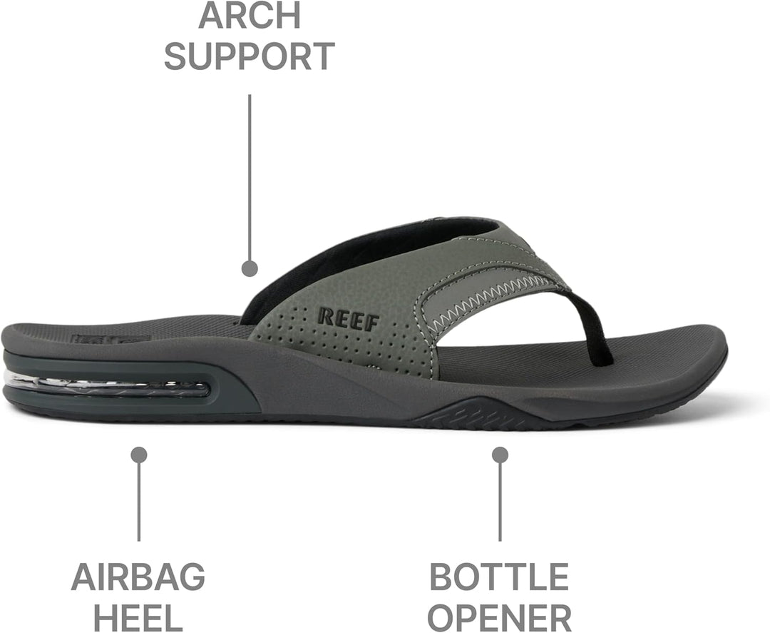 Reef Herren Fanning Zehentrenner 35 EU Grau Grau Schwarz, 35 EU Grau Grau Schwarz